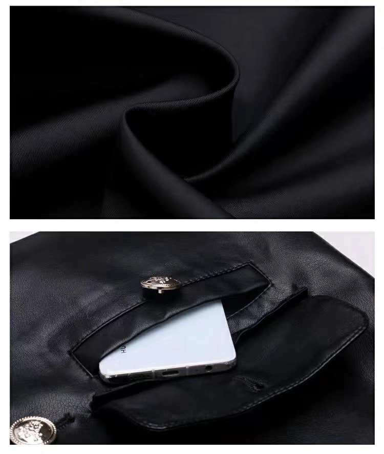 Black Big Buttoned Leather Jacket | Ningning - Aespa
