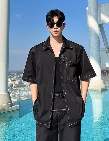 ★BTS着用★LAUL★OVER FIT STRIPE CREWNECK SHIRTS_BLACK $_12.JPG?set_id=880000500F