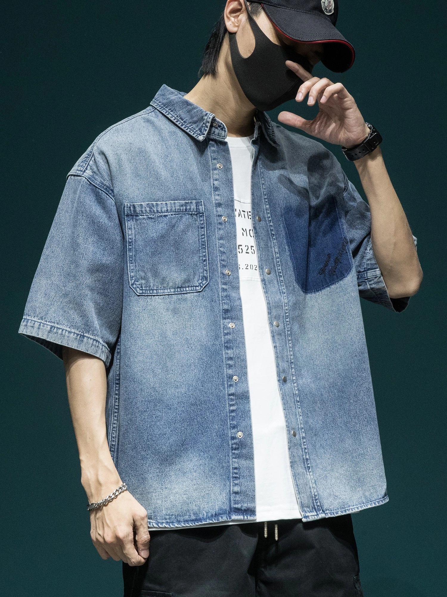 Blue Fade Pocket Denim Shirt | Jin - BTS - Fashion Chingu