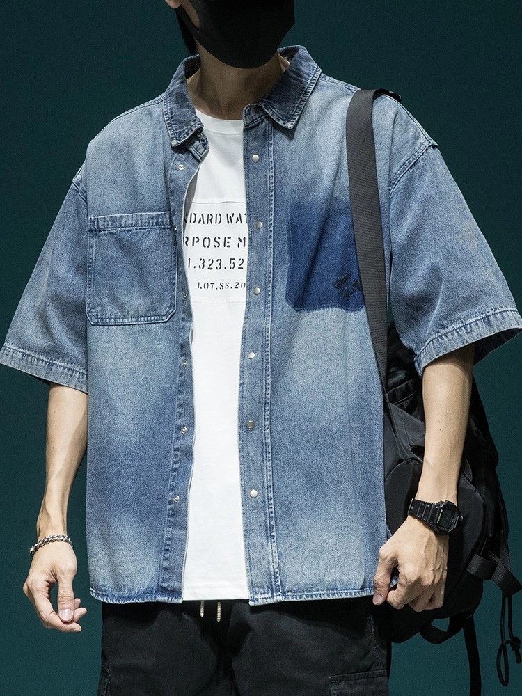 Blue Fade Pocket Denim Shirt | Jin - BTS - Fashion Chingu