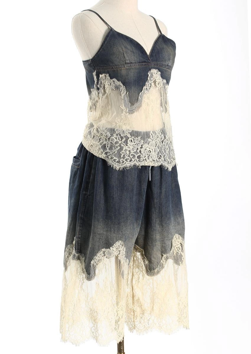 Blue Lace-Trim Denim Shorts | Kazuha - Le Sserafim - Fashion