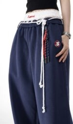 【attends.】 BLACKPINK ジェニー着用★Navy Basic Sweat pants Blue Layered Style Laced Sweatpants | Jennie - BlackPink
