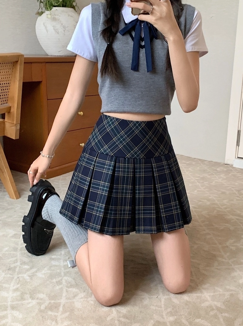 【EEUN】Check A pleats skirt Designer fashion, Seoul-fully created | W Concept