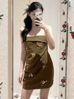 Brown Sequin Embellished Tube Dress | Lisa - BlackPink