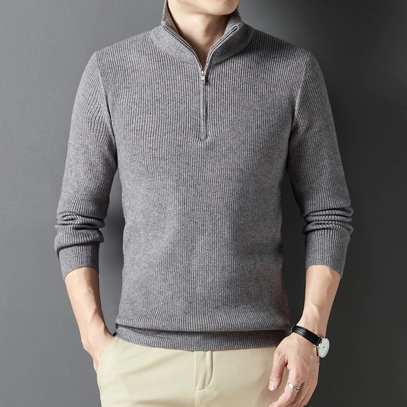 【MODERNIF】Renyu Hachi Zipper Collar Knit fashionable hachi zipper collar knit - hijjoo | 60% - Asian