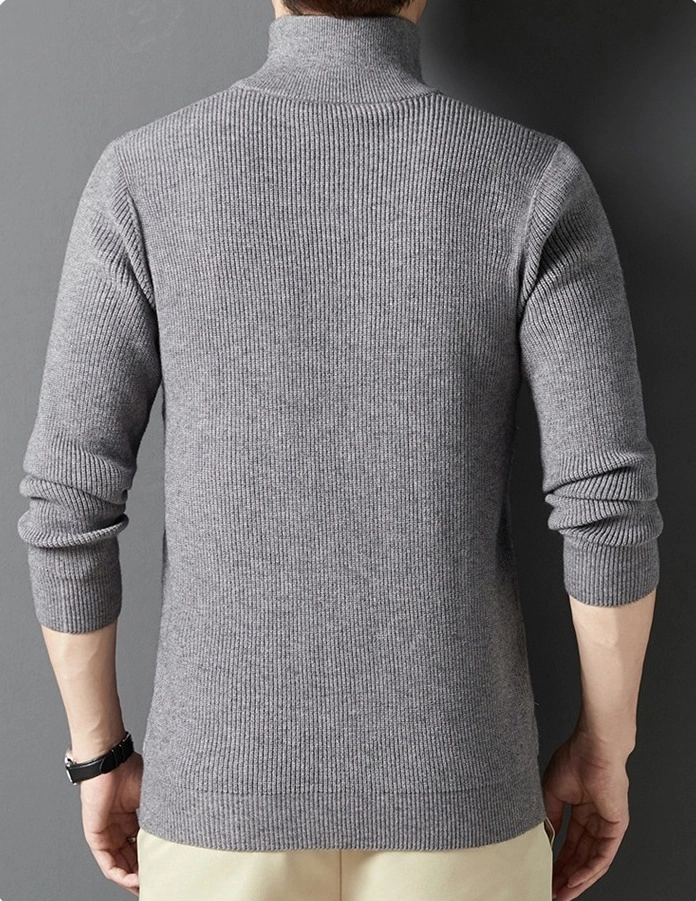 Grey Ribbed Half-Zipped Sweater | Ni-Ki - Enhypen - Fashion