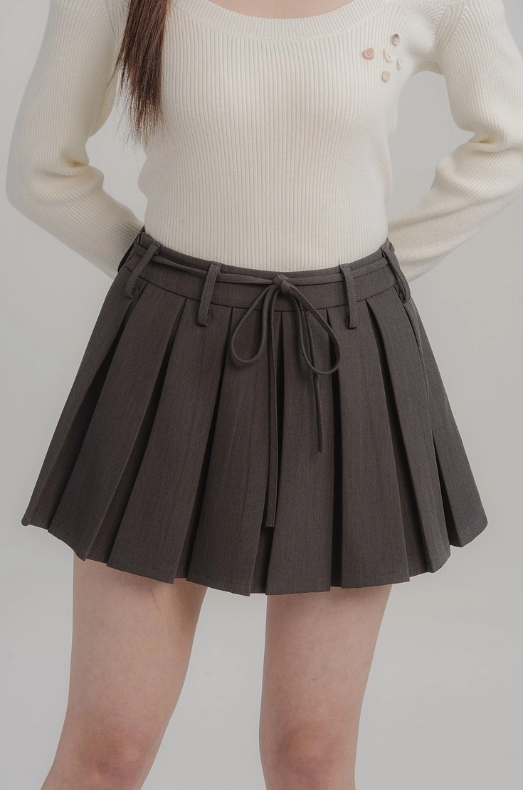 スカート Rain pleats mini skirt Gray (M) Rain pleats mini skirt Gray (M)（Shop Solid Pleated A-line