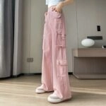 Pink Multi-Pocket Cargo Pants | Jiwoo - NMIXX - Fashion Chingu
