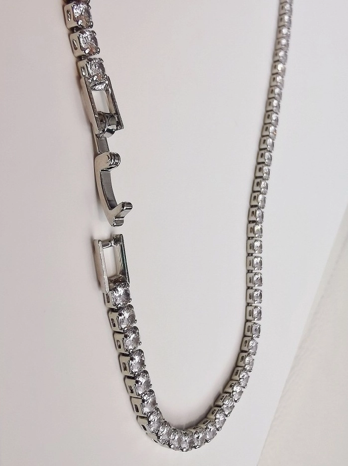 Silver Crystal Choker Necklace | Rose - BlackPink - Fashion