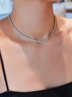 Silver Crystal Choker Necklace | Rose - BlackPink - Fashion
