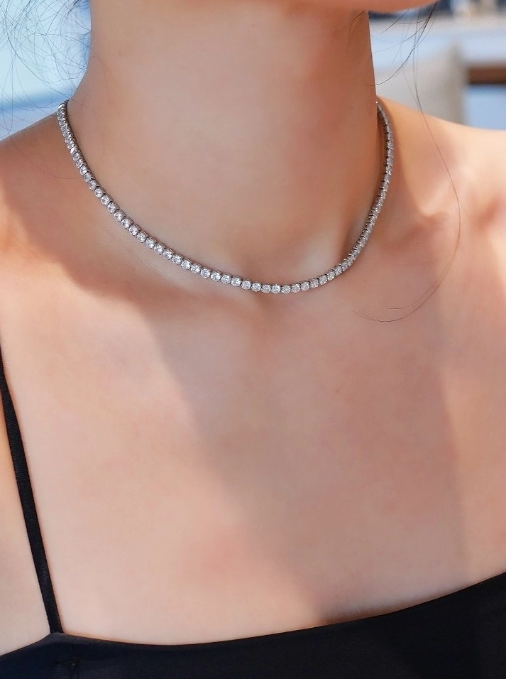 [HAESOOL] TWICEジヒョ着用☆925 Silver☆NE016 Necklace Hai Jewelry - Chai Necklace With Zircons - Delicate Chai