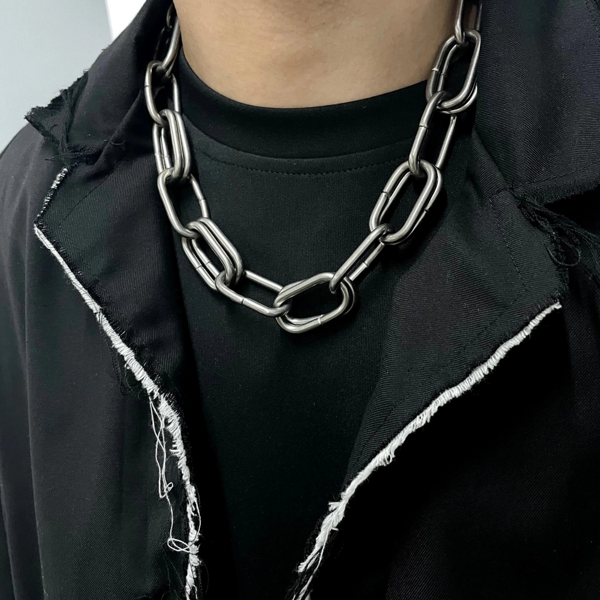 Silver Double Link Chain Choker Necklace | Taehyung - BTS