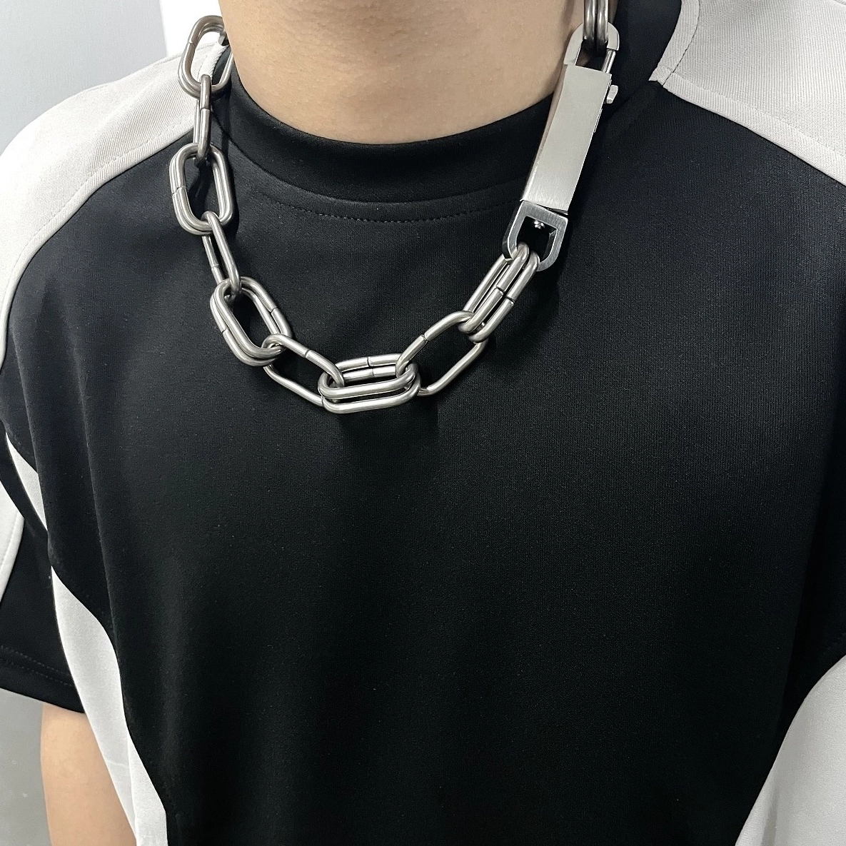 Silver Double Link Chain Choker Necklace | Taehyung - BTS