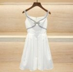 White Crystal Embellished Cocktail Dress | Kyujin - NMIXX