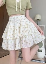 ★MEENDERI★FLOWER SHIRRING LAYERED SKIRT - WHITE★正規品 White Floral Layered Skirt | Tzuyu - Twice - Fashion Chingu