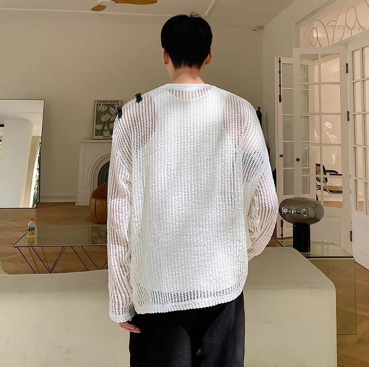 White Net Long Sleeves Top | Sunghoon - Enhypen - Fashion Chingu