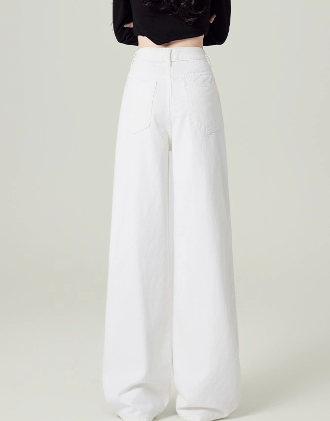HYKE/wide leg jeans/ホワイト XFLWAM Women's Baggy Wide Leg Jeans Barrel Horseshoe