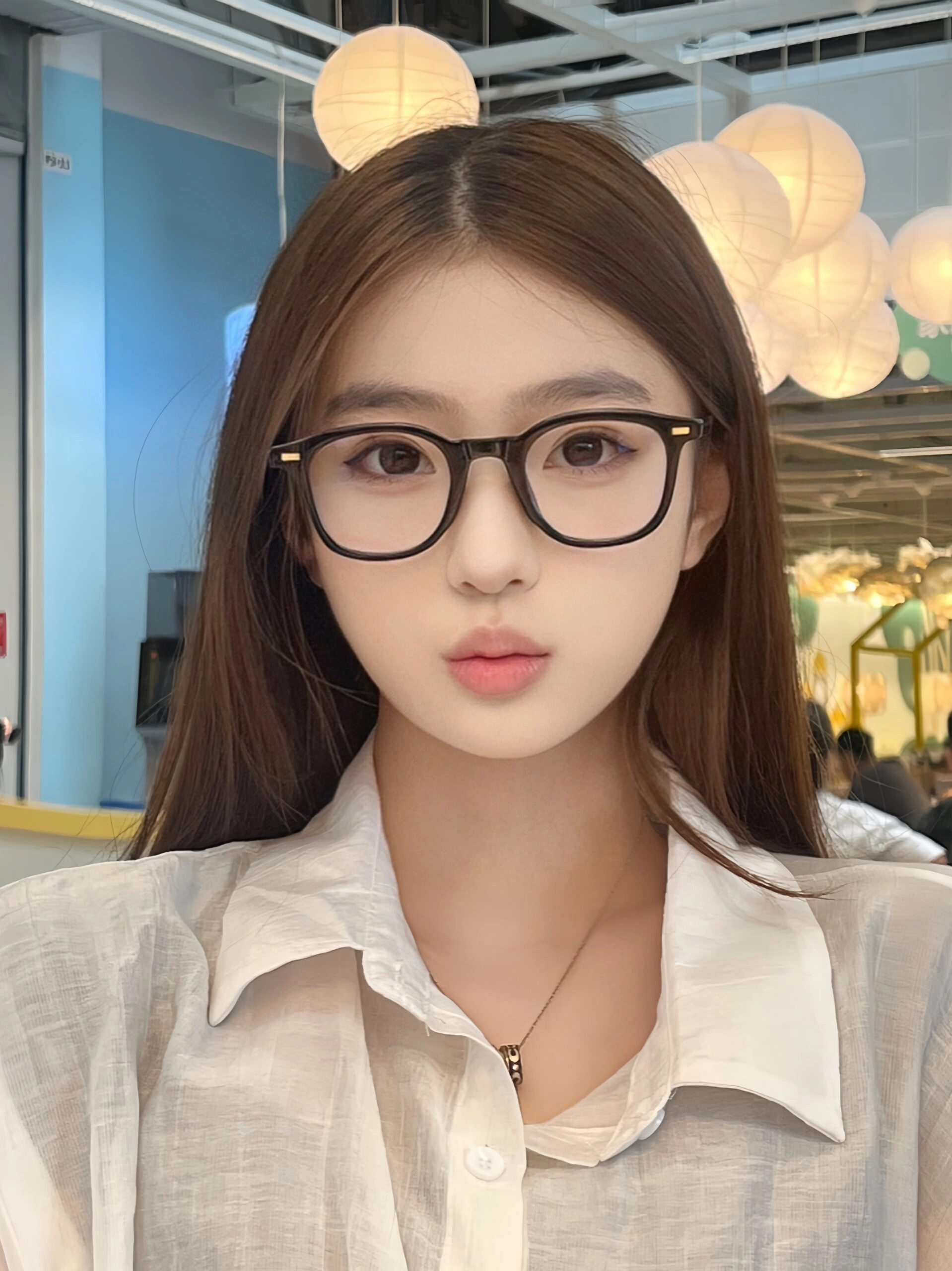 Black Framed Retro Glasses Yunjin Le Sserafim Fashion Chingu