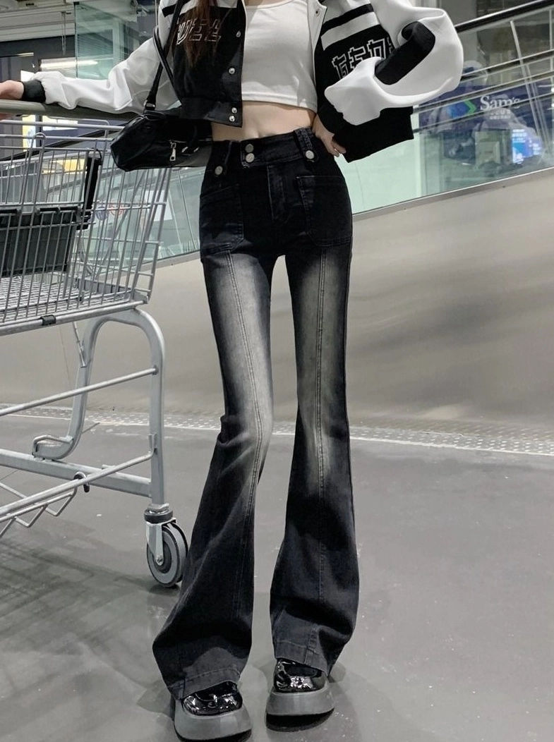 1回着用のみ】Gradient Dye Flare Jeans black Black Gradient Flare