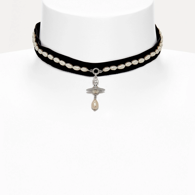 [PRIMAUTE] 2way☆black&white Ribbon Necklace Coquette Bow Pearl Necklace | BOOGZEL CLOTHING – Boogzel