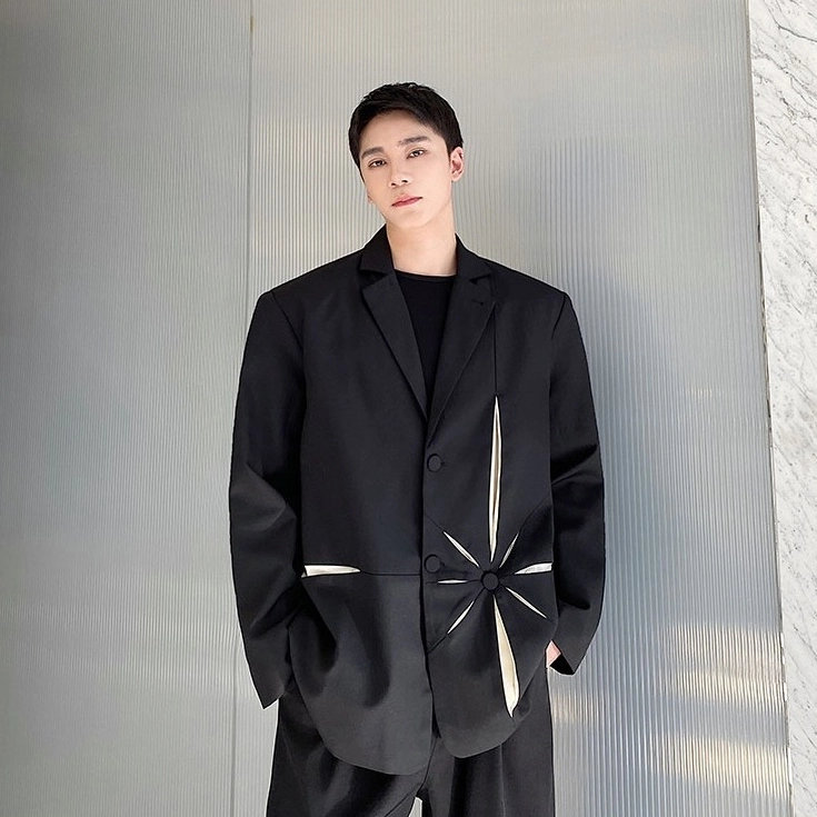 [韓国]★BOHEMSEO★BELTED TWO-WAY FITTED JACKET★ジャケット ETMON] Single Stripe Jacket, Black 正規品 韓国 ブランド 韓国