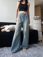 ☆BLACKPINK ジス着用/Bleach Flared Denim Pants/PLAC☆ ☆BLACKPINK ジス着用/Bleach Flared Denim Pants/PLAC☆ デニム