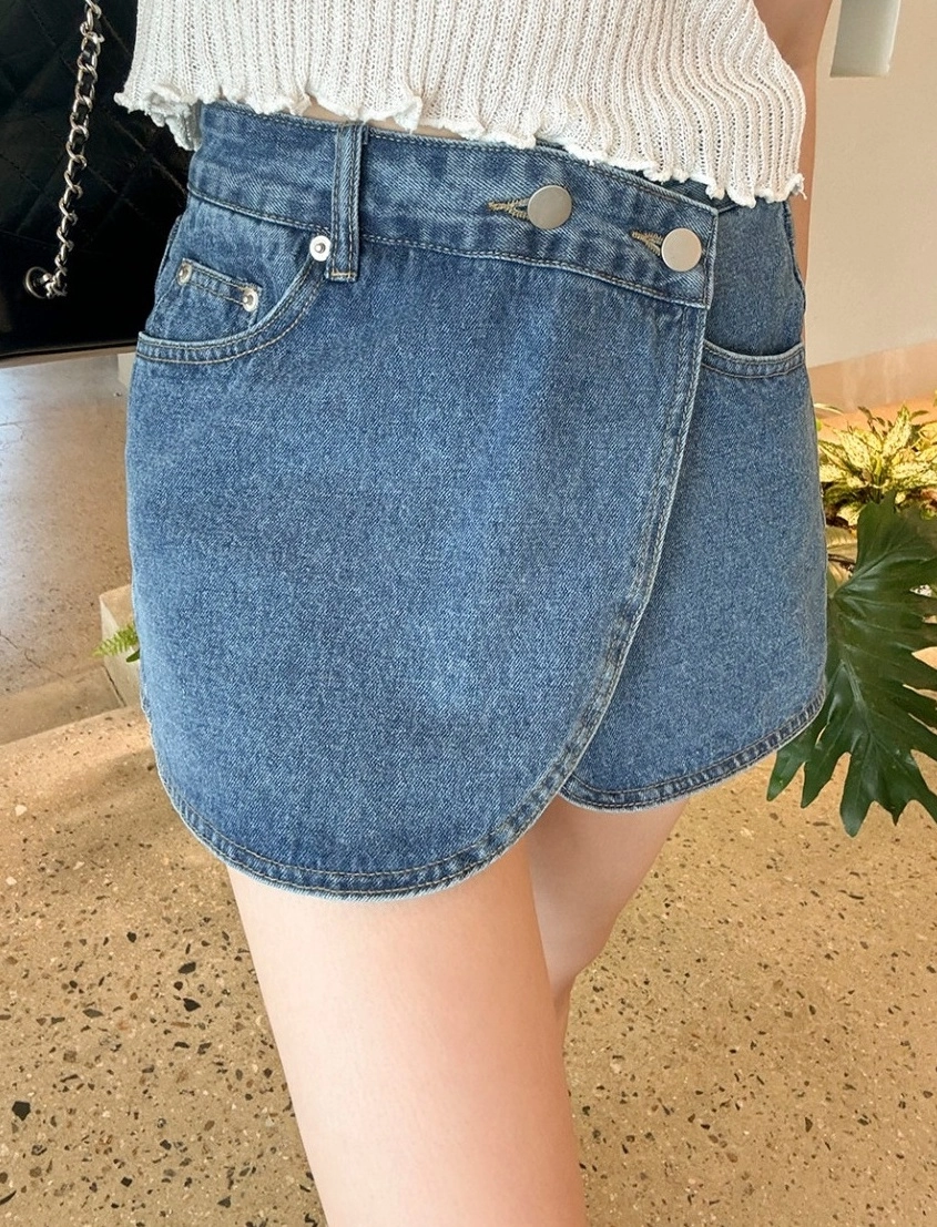 [MONOHA] / ☆ 25SS Blue denim wrap skirt / Blue Lightweight Denim Wrap Skirt | JULAHAS