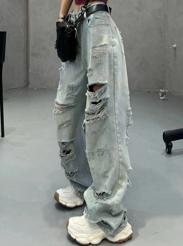 Blue Ripped Wide Leg Jeans | Harvey - XG - Fashion Chingu