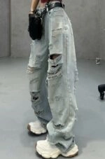 Blue Ripped Wide Leg Jeans | Harvey - XG - Fashion Chingu