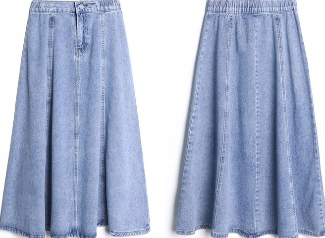 Blue Splicing Midi Denim Skirt | Winter - Aespa - Fashion Chingu