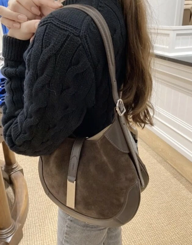 Brown Faux Leather Saddle Shoulder Bag | Winter - Aespa - Fashion