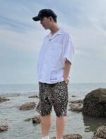 【韓国人気】LEOPARD SHORT PANTS ケボズ KEBOZ LEOPARD SHORTS （BLUE） -ストリートファッション