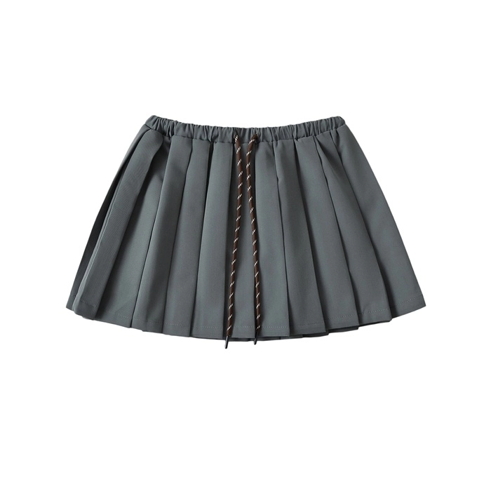 Grey Drawstring Pleated Skirt | Jisoo - BlackPink - Fashion