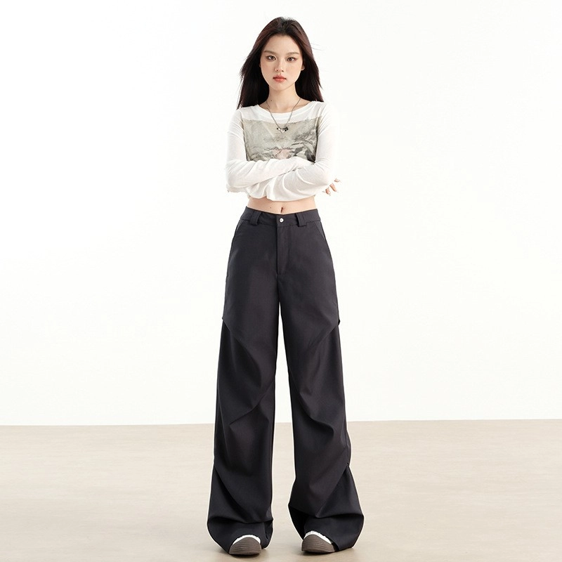 【完売品】HOPE Wide-leg Workwear Trousers Grey-Pleated-Wide-Leg-Trousers