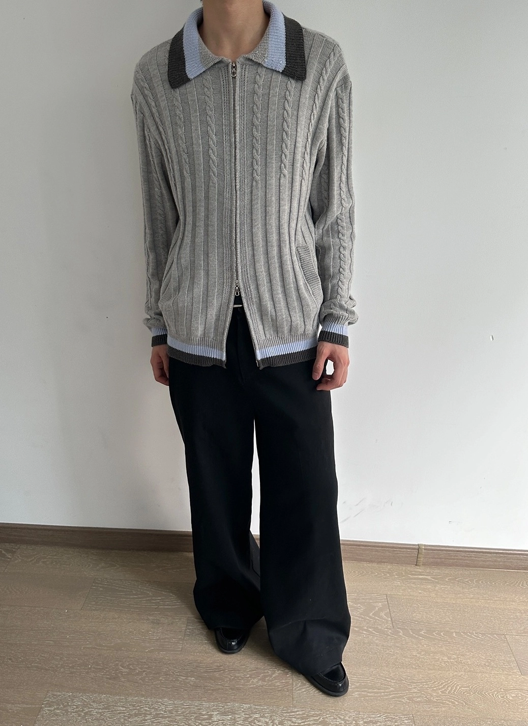 【COSYHARU】Build stripe collar cardigan COSYHARU】Build stripe collar cardigan (COSYHARU