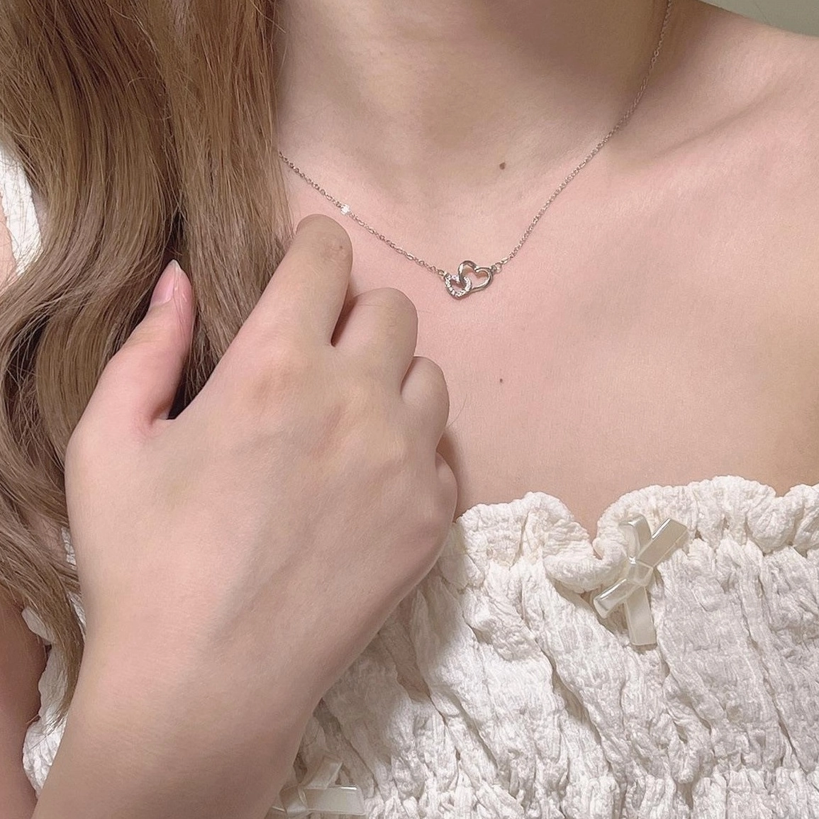 LE SSERAFIM着用★関税込★usite★Super Hearts 2Ways Necklace Silver Double Heart Necklace | Eunchae - Le Sserafim
