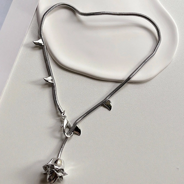 [leeENoir] 韓国☆925silver☆Round Rose Necklace 925 Sterling Silver Red Rose Flower Necklace | eBay