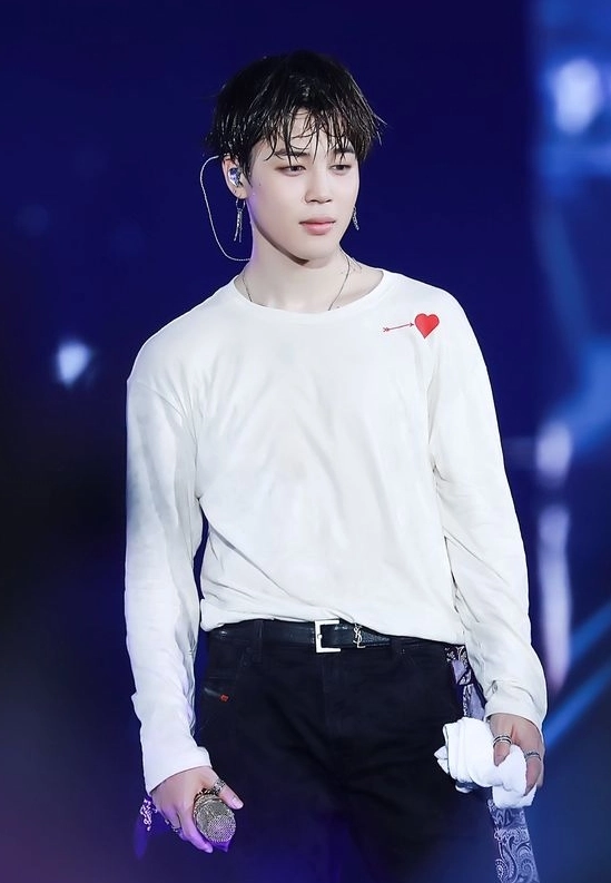 White Mini Heart Patched Sweater | Jimin - BTS - Fashion Chingu