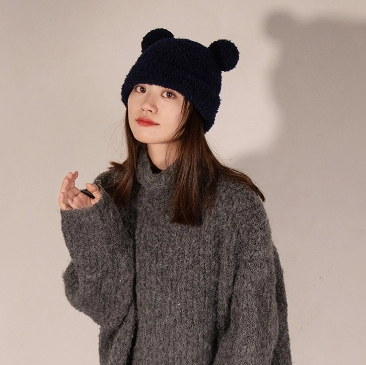 Black Bear Ears Fur Hat | Winter - Aespa - Fashion Chingu