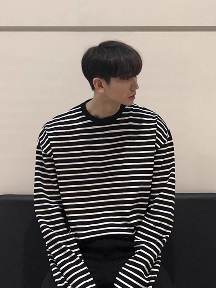 Black Classic Striped Long Sleeve T-Shirt | RM - BTS