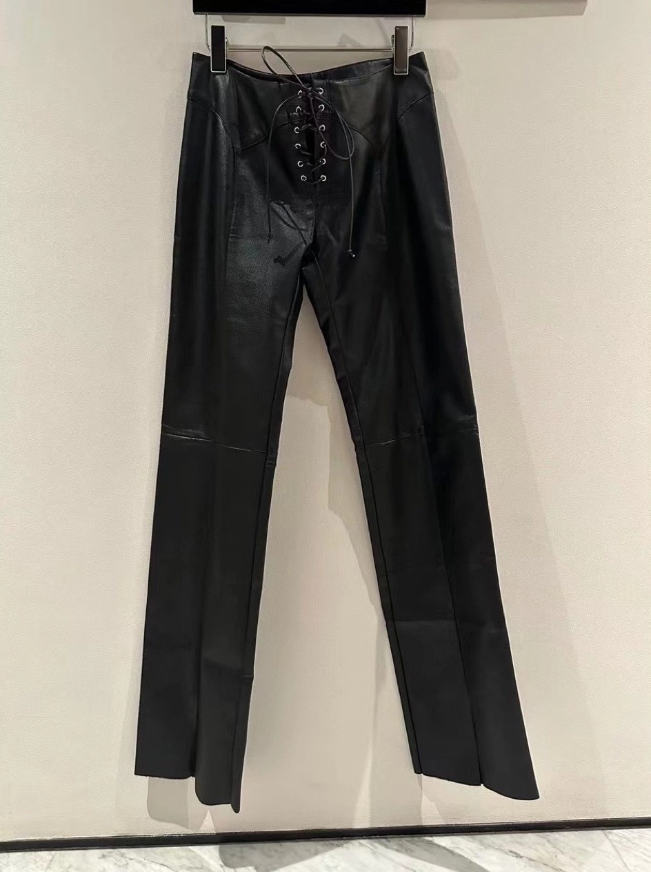 Black Lace-Up Faux Leather Pants | Lisa - BlackPink