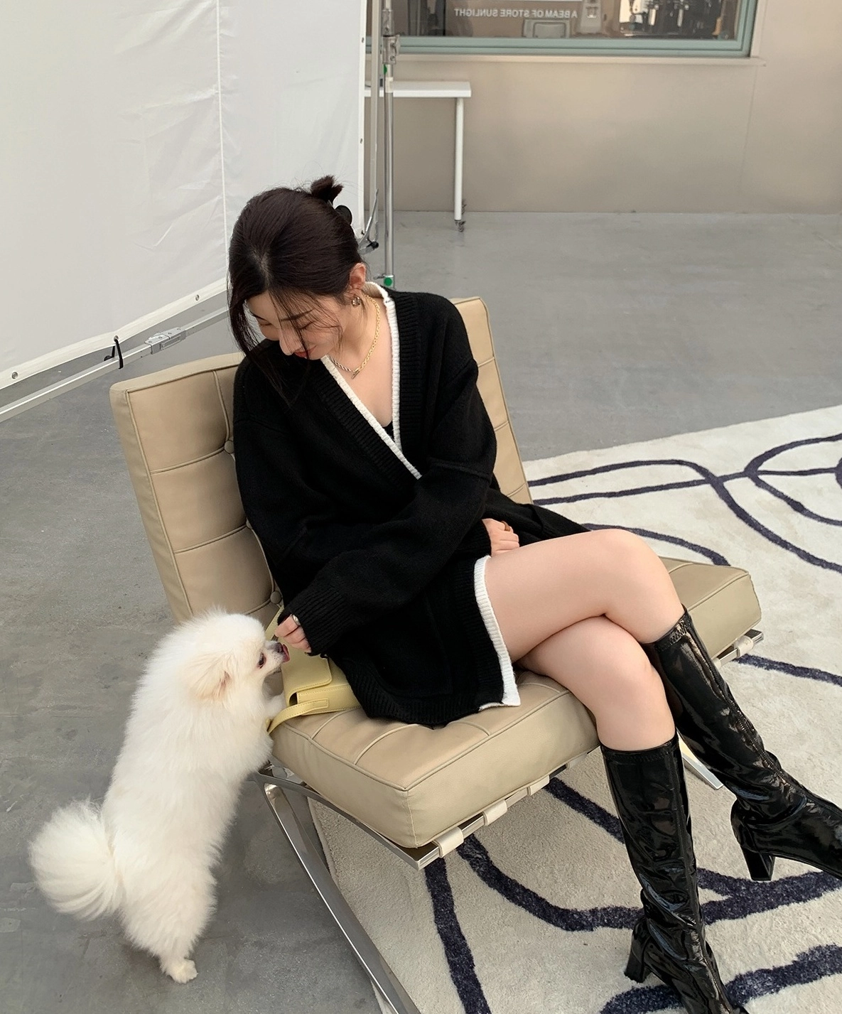 【HI FI FNK】Kent Collar Knitted Cardigan Melange Hazelnut Buttoned High Collar Cardigan Kimsey | Bexley