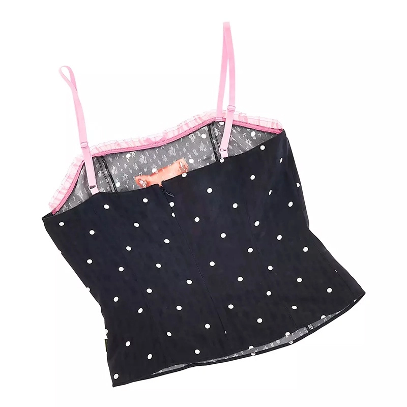Black Polka Dots And Bear Camisole Top | Ningning - Aespa