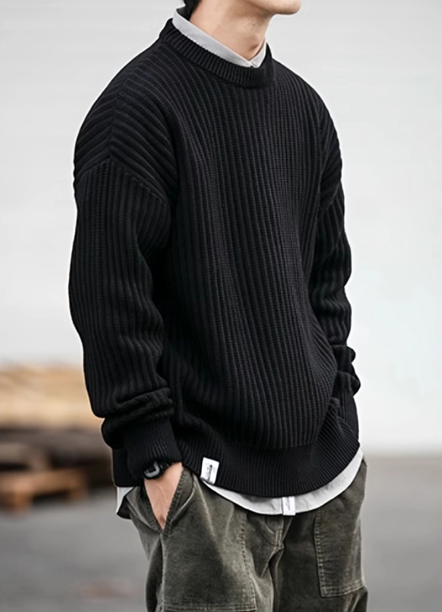 ★韓国の人気★【COVERNAT】★OVERFIT KNIT RIB SWEATSHIR.T★ Quarter Zip Rib Knit Sweater | Streets of Seoul | Men's