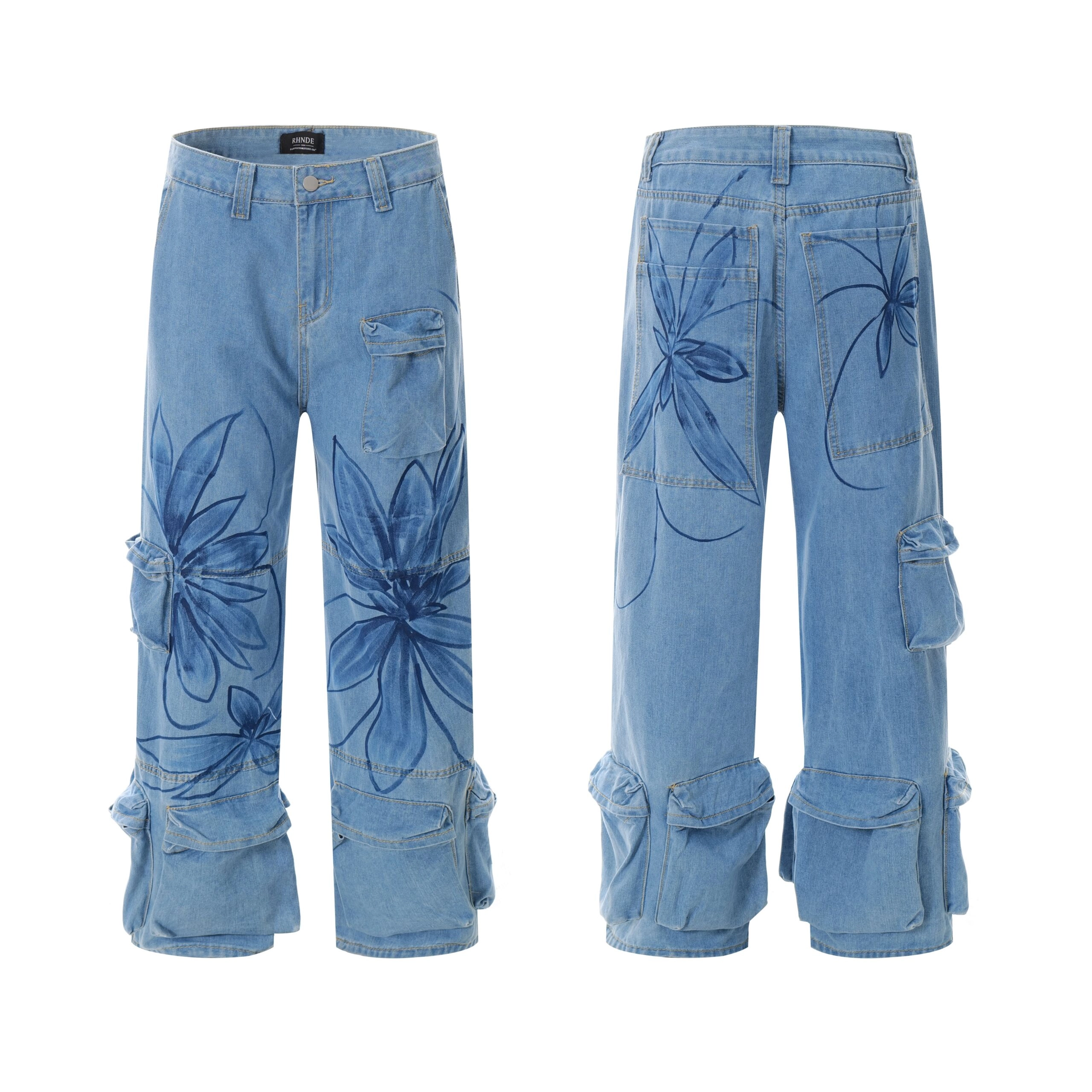 スカート EMBROIDERY FLOWER DENIM CULOTTES BLUE Embroidery Flower denim culottes - INDIGO – Rosy luce