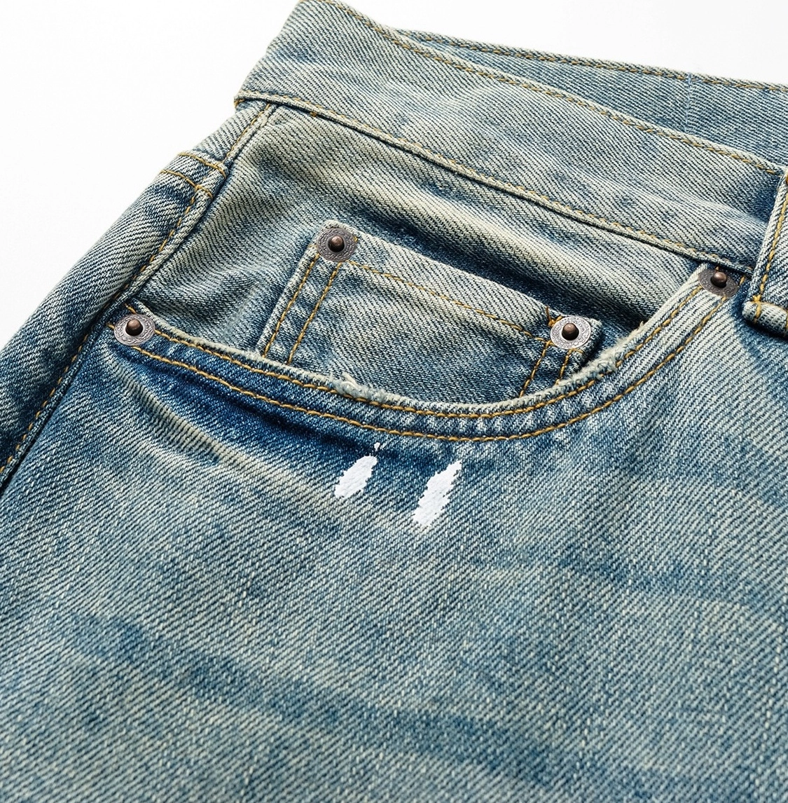 Blue Distressed Paint-Splatter Baggy Jeans | Jake - Enhypen