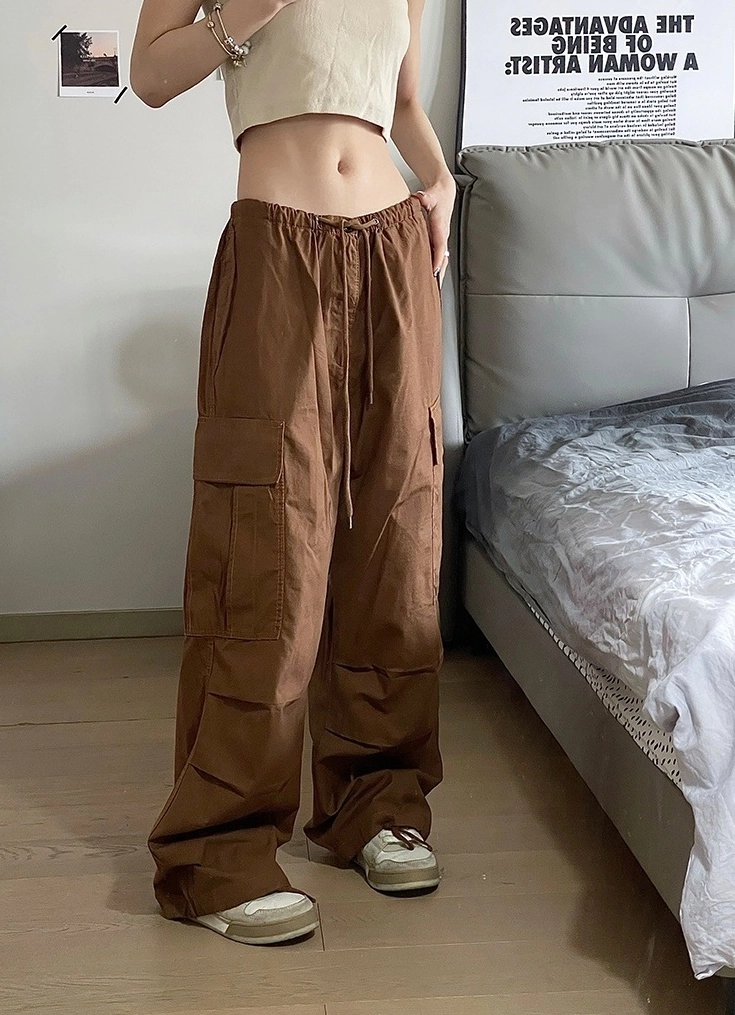 ITZY リュジン着用★TUEWID★classic sweatpants in drop fit Brown Drawstring Multi-Pocket Pants | Ryujin - ITZY