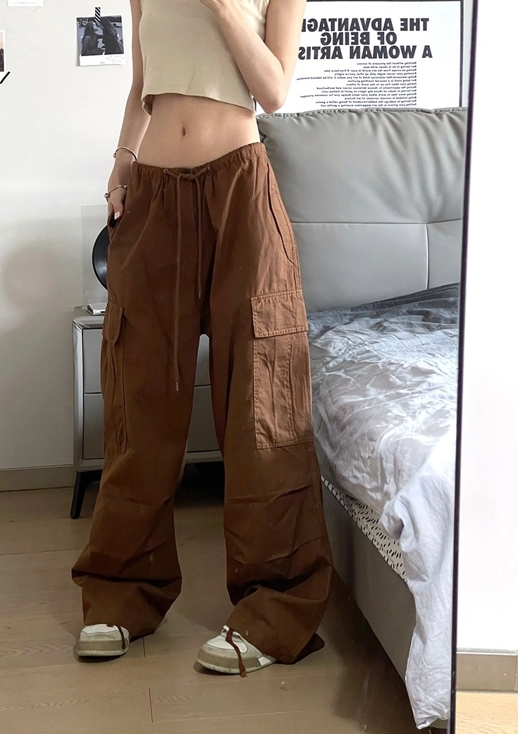 ITZY リュジン着用★TUEWID★classic sweatpants in drop fit Brown Drawstring Multi-Pocket Pants | Ryujin - ITZY