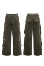 Green Corduroy Multi-Pocket Pants | Jongho - ATEEZ - Fashion