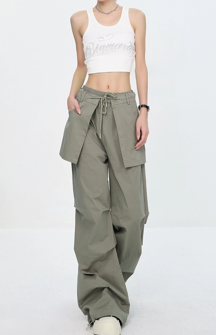 Green Detachable Skirt Pleated Pants | Rei - IVE - Fashion